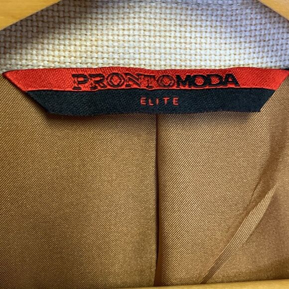Pronto Moda Elite Cream Wool Silk Bamboo Woven Texture 2 Button Sport Coat 42R - Picture 6 of 14